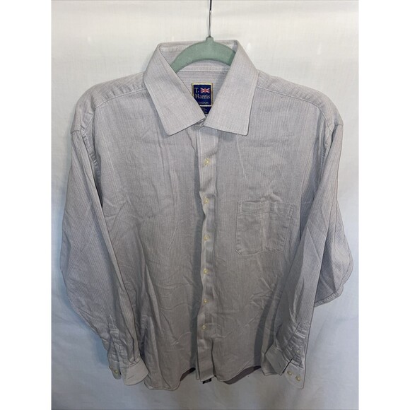 T. Harris Dress Shirt Men’s Size XL Gray Button Up Long Sleeve - Picture 1 of 12
